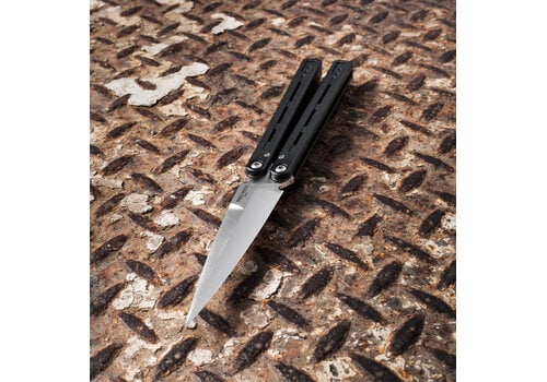 Pro-Tech Knives, LLC FF2101 - Flyfather Balisong, Black Aluminum Handle, 154CM Steel