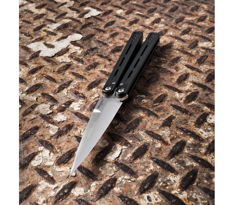 FF2101 - Flyfather Balisong, Black Aluminum Handle, 154CM Steel