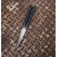 FF2101 - Flyfather Balisong, Black Aluminum Handle, 154CM Steel