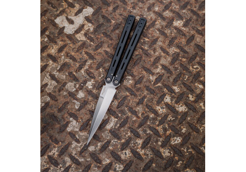 Pro-Tech Knives, LLC Pro-Tech Flyfather Balisong, Black Aluminum Handle, 154CM Steel