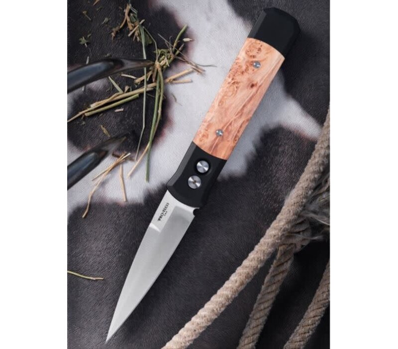 Pro-Tech Godfather, Maple Burl Inlay, 15CM Steel