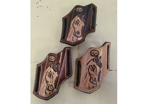 ECLJM ECLJM, Light Tan/Blk/Tan Trapper Sheath Angled Horse Head