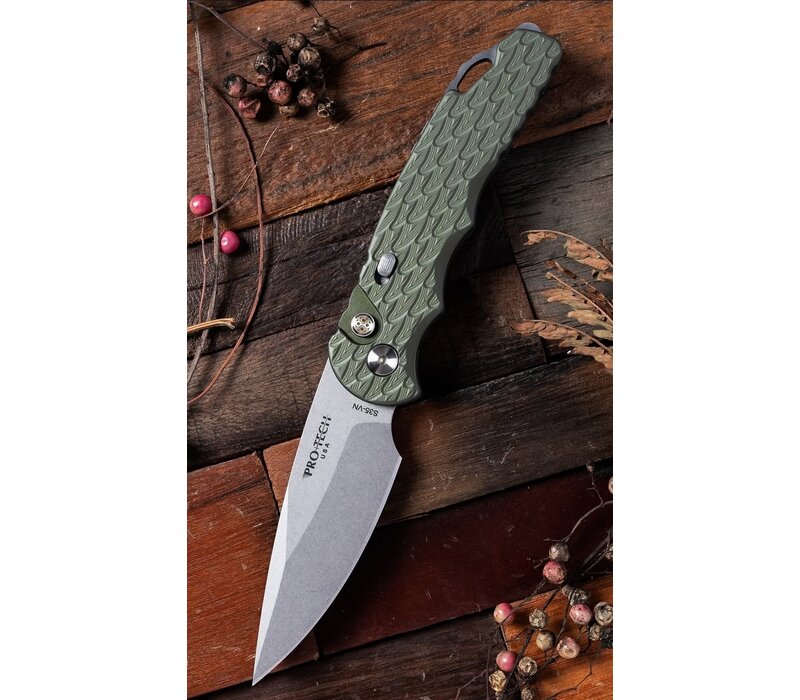 Pro-Tech, TR-5 Green Feathered Aluminum Handle, S35VN Steel