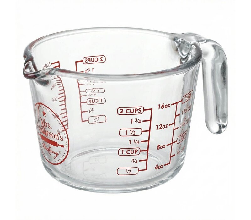 HIC, Mrs. Anderson's Baking Glass Measuring Cup, 2 Cup
