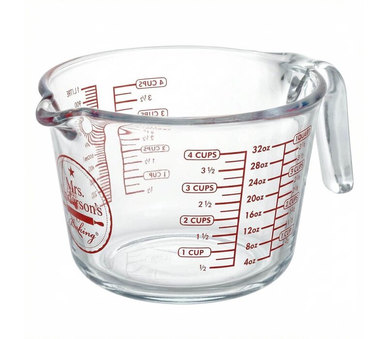 HIC, Mrs. Anderson's Baking Glass Measuring Cup, 4 Cup