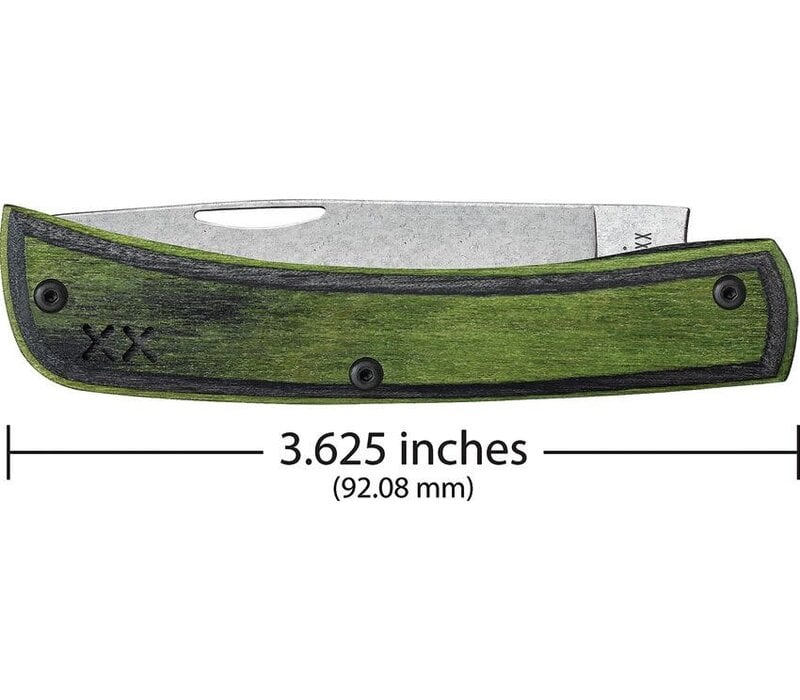 Case Crossroads Sod Buster Jr CPM S35VN, Black and Green Wood