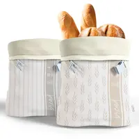 Nectar and Nest Beeswax Bread Bags (Grey Stripe, Wheat) - Set of 2
