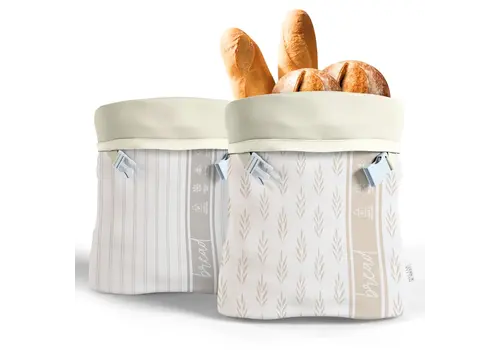 Nectar and Nest Nectar and Nest Beeswax Bread Bags (Grey Stripe, Wheat) Set of 2