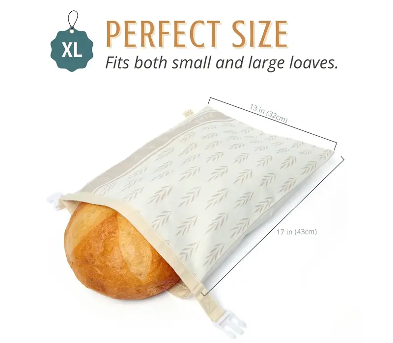 Nectar and Nest Beeswax Bread Bags (Grey Stripe, Wheat) - Set of 2