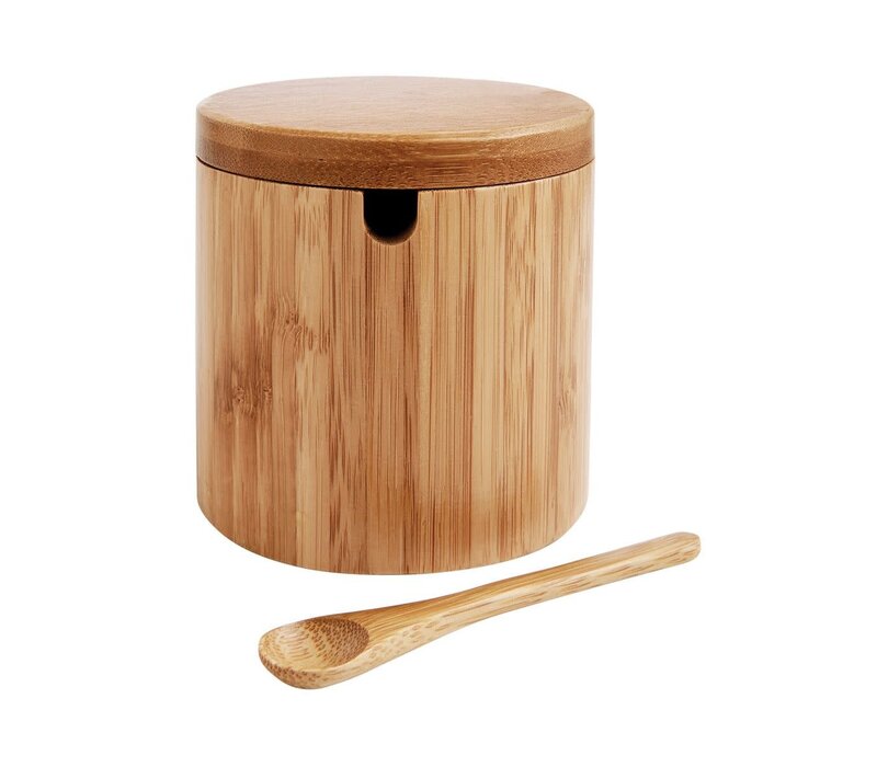 HIC Kitchen Salt Box with Lid and Spoon, 7oz