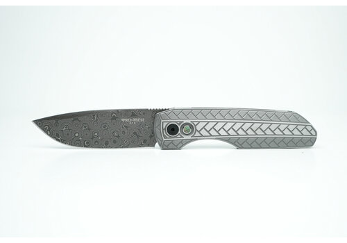 Pro-Tech Knives, LLC Pro-Tech 2026 Synapse 2 Custom 002 17-4 Steel Herringbone Handle, Damascus