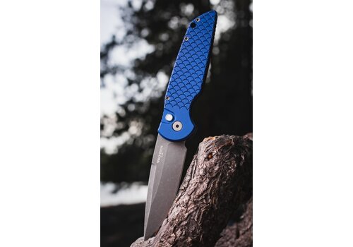 Pro-Tech Knives, LLC Pro-Tech, TR-3 BSA26.TR3.1 Blue Fish Scale Handle, 154CM