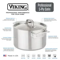 Viking, Professional Stock Pot 5ply, 8qt with satin finish