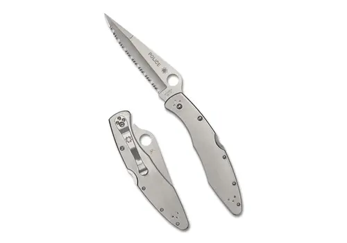 Spyderco Knives Spyderco, Police Model, Stainless Handle, VG-10 ComboEdge