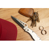 Spyderco Police Model, Stainless Handle, Plain Edge VG10