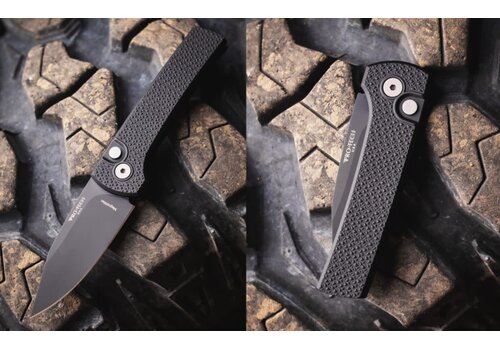 Pro-Tech Knives, LLC Pro-Tech, Ramon Chavez Scapegoat Compact Auto, Black Aluminum, DLC MagnaMax