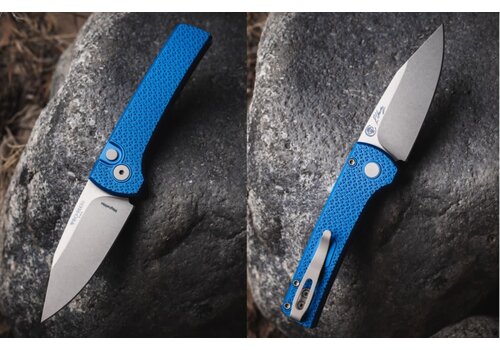 Pro-Tech Knives, LLC Pro-Tech, Ramon Chavez Scapegoat, Blue Aluminum Handle, MagnaMax Steel