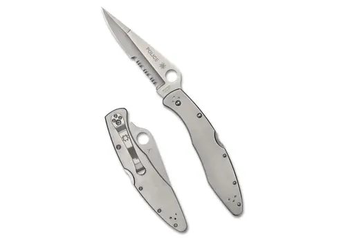 Spyderco Knives Spyderco, Police Model, Stainless Handle, VG-10 ComboEdge