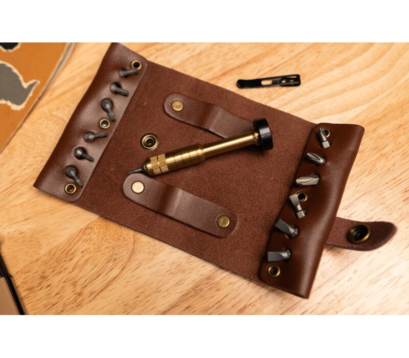CRKT Hex Bit Driver with Leather Tool Roll