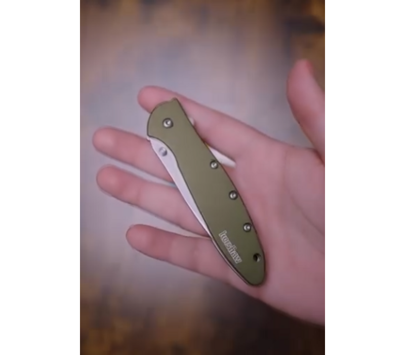 Kershaw, Leek Olive Aluminum Handle, 14C28N Steel