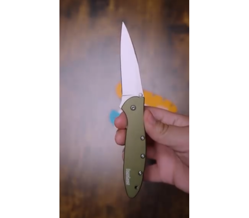 Kershaw, Leek Olive Aluminum Handle, 14C28N Steel
