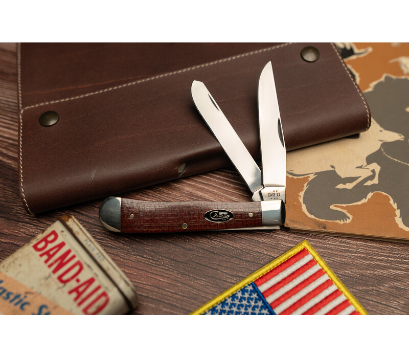 Case Cutlery, Trapper Red Burlap, Carbon Steel