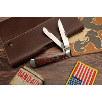 Case Cutlery, Trapper Red Burlap, Carbon Steel