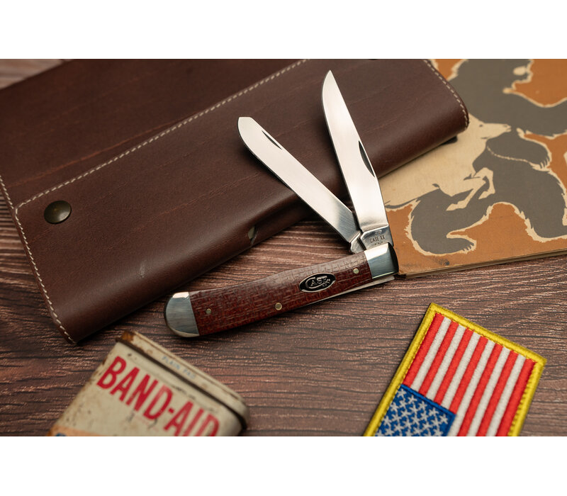 Case Cutlery, Trapper Red Burlap, Carbon Steel
