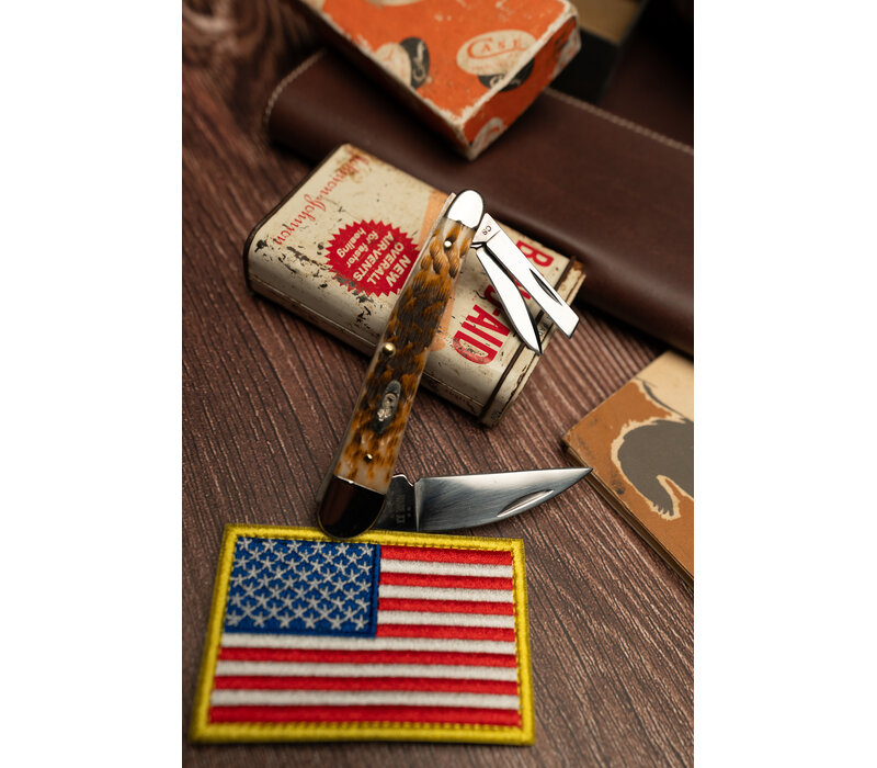 Case Cutlery Seahorse Whittler, Amber Bone Carbon Steel