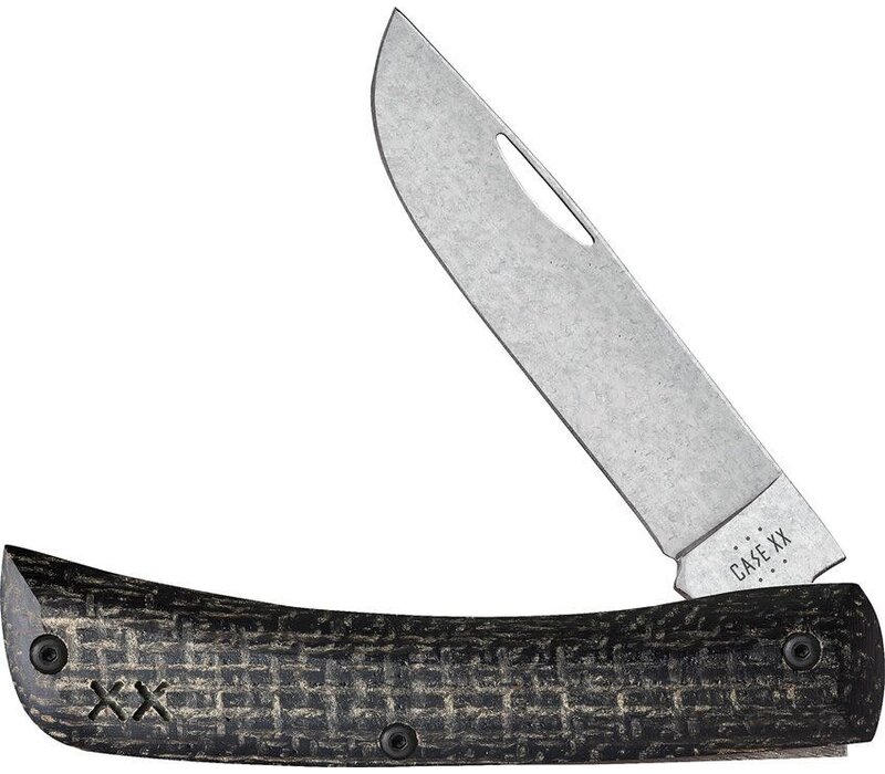 Case Cutlery, Crossroads Sod Buster Jr Black Burlap Laminate, CPM S35V