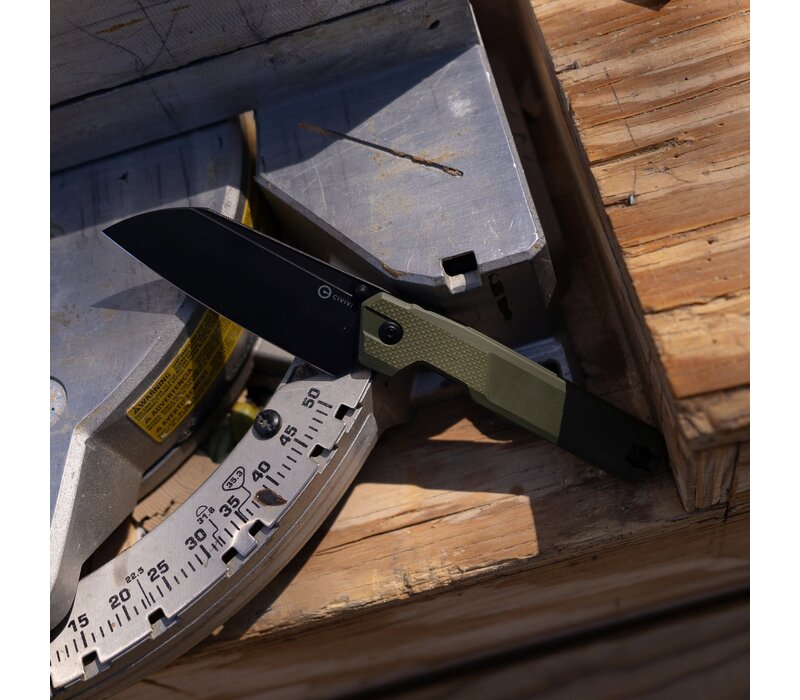 CIVIVI Hid with a green G10 handle and a Sandvik 14C28N stainless steel blade