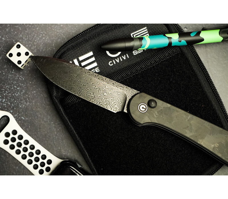 Civivi, Button Lock Elementum Carbon Fiber, Damascus