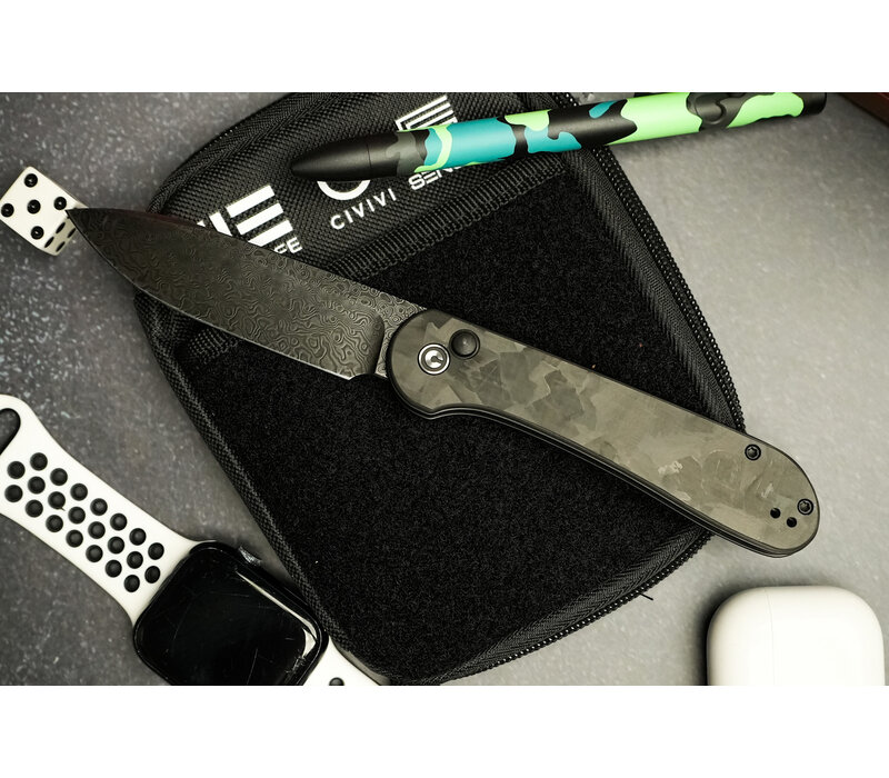 Civivi, Button Lock Elementum Carbon Fiber, Damascus