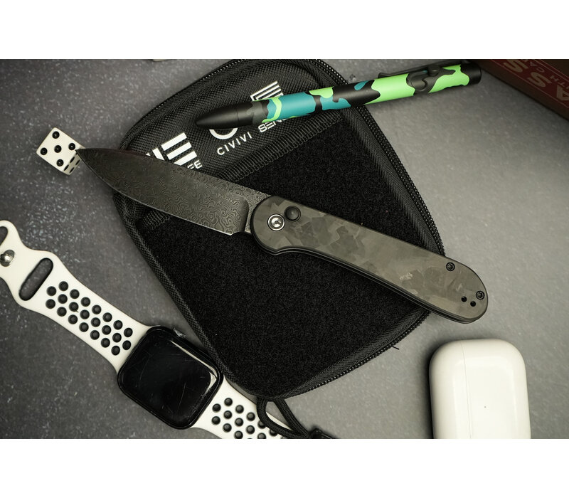 Civivi, Button Lock Elementum Carbon Fiber, Damascus