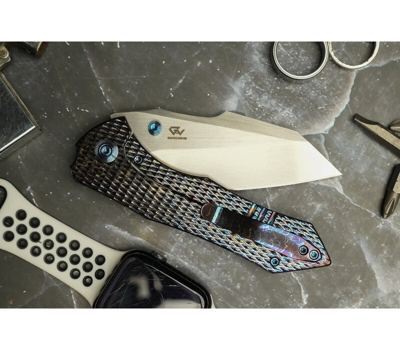 WE Knife High-Fin XL, Anodized Titanium Handle, CPM 20CV