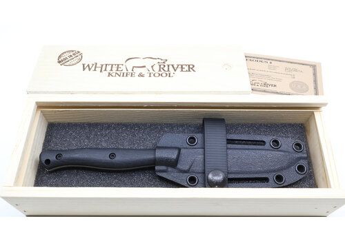 White River Knife & Tool Exodus 4, Black Canvas Micarta Magnacut