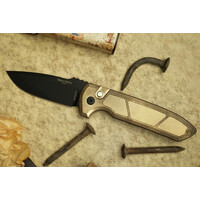 Pro-Tech, Rockeye Auto with textured AlBronze Handle and a DLC Magnacut blade