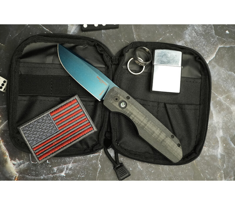 Pro-Tech Synapse Blue Linen Micarta, Sapphire Blue Magnacut