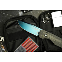 Pro-Tech Synapse Blue Linen Micarta, Sapphire Blue Magnacut