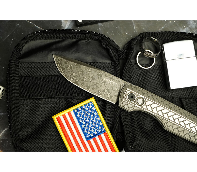 Pro-Tech 2026 Synapse 2 Custom 002 17-4 Steel Herringbone Handle, Damascus