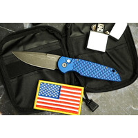 Pro-Tech, TR-3 BSA26.TR3.1 Blue Fish Scale Handle, 154CM