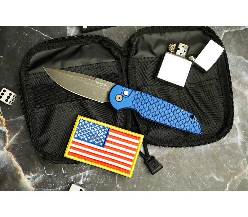 Pro-Tech, TR-3 BSA26.TR3.1 Blue Fish Scale Handle, 154CM