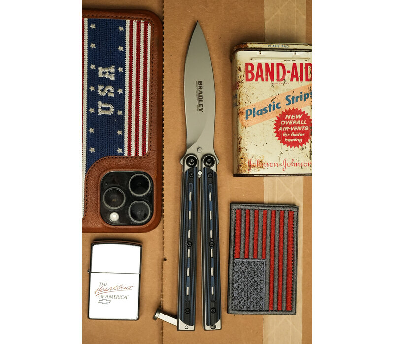 Bradley Cutlery Kimura Butterfly Knife with 154CM stainless blade and Blue & Black G10 Handle