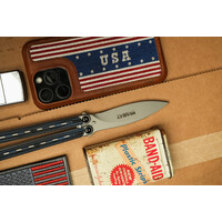 Bradley Cutlery Kimura Butterfly Knife with 154CM stainless blade and Blue & Black G10 Handle