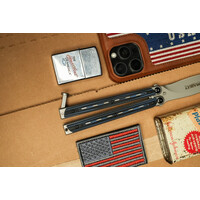 Bradley Cutlery Kimura Butterfly Knife with 154CM stainless blade and Blue & Black G10 Handle