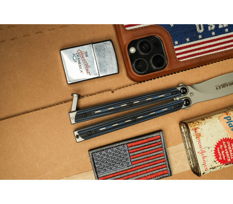 Bradley Cutlery Kimura Butterfly Knife with 154CM stainless blade and Blue & Black G10 Handle