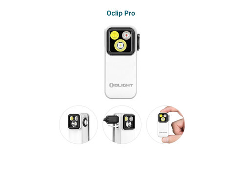 Olight Olight, Oclip Pro Clip, Flashlight with Floodlight Spotlight and Red Light, White