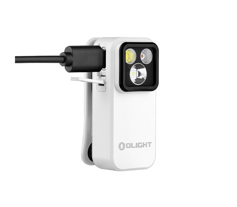 Olight, Oclip Pro Clip, Flashlight with Floodlight Spotlight and Red Light, White