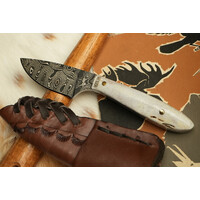 Silver Stag, Casper Caper Damascus Steel, Antler Slab Handle
