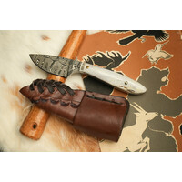 Silver Stag, Casper Caper Damascus Steel, Antler Slab Handle